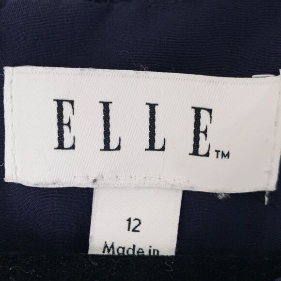 Elle Dress Women 12 Navy Blue Sleeveless Hi Low Hem Cotton Stretch Flowy Nautic - Picture 11 of 11